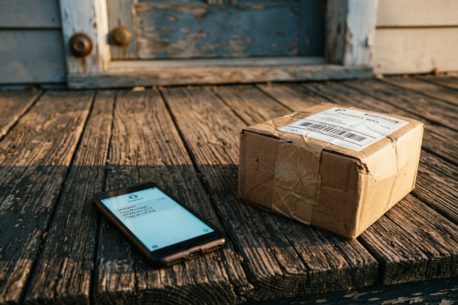 Screenshot comparison of a legitimate USPS tracking page versus a smishing fake delivery site