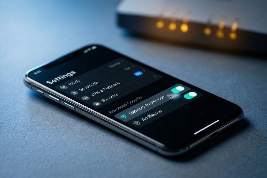 Infographic showing five-step smishing protection checklist on a smartphone screen