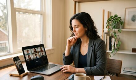 Zoom vs Google Meet comparison on a laptop screen