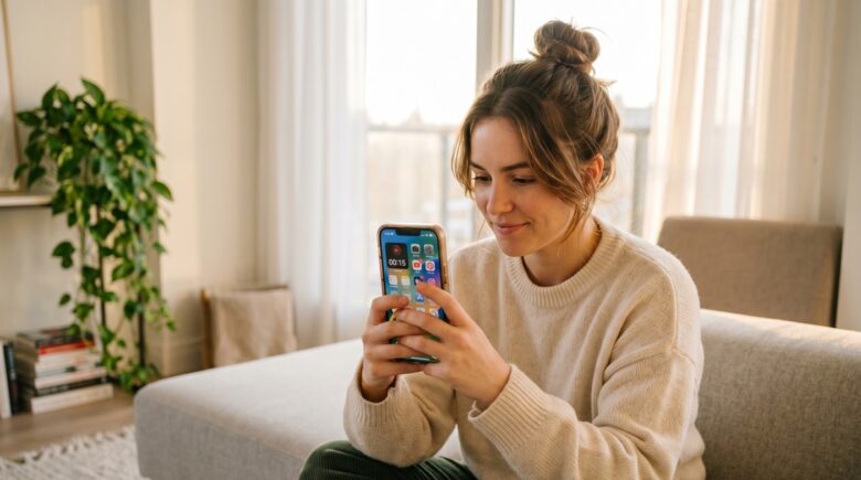 A person using a smartphone with the built-in screen recorder active, capturing a telehealth appointment on screen