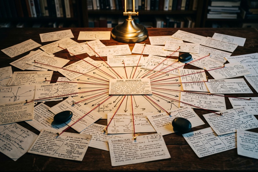 Obsidian graph view showing interconnected student research notes across multiple subjects