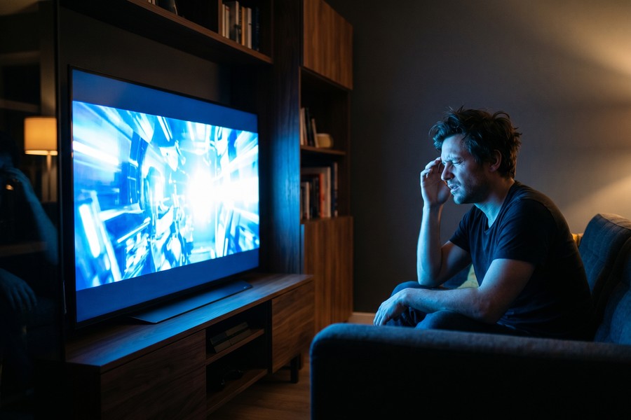 Side-by-side comparison of smart TV Filmmaker Mode versus default Vivid mode color temperature settings