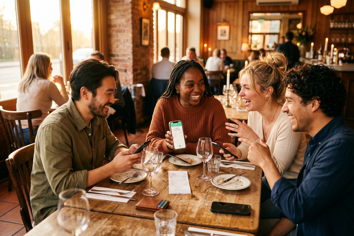 Splitwise vs Settle Up app comparison on a smartphone screen for splitting bills with friends