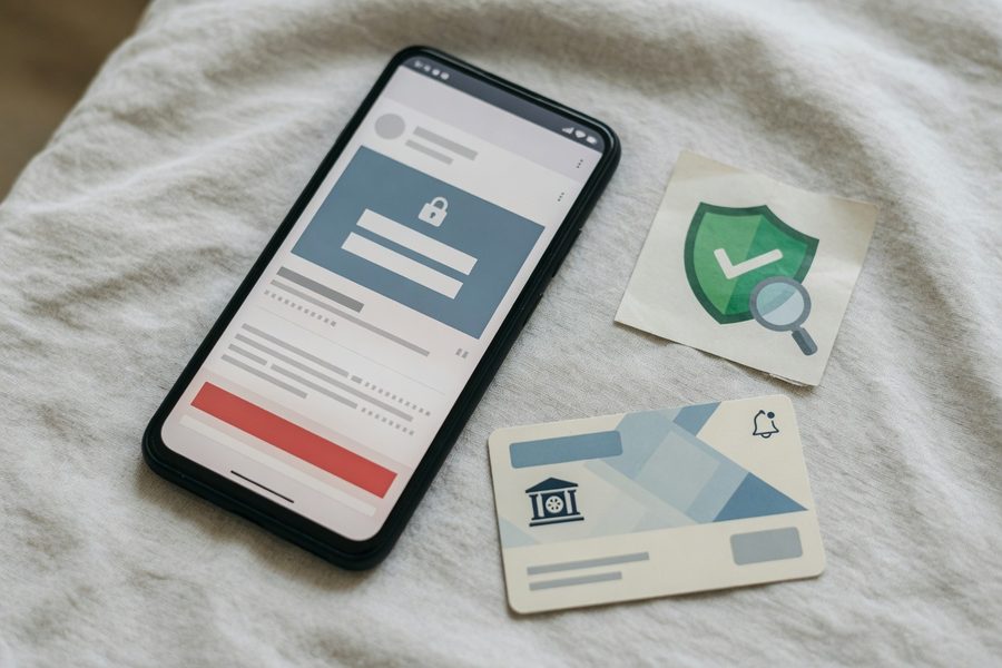 A cracked smartphone screen with visible lock icon and health app icons
