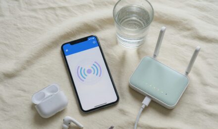 iPhone and pocket router side by side comparing size and portability