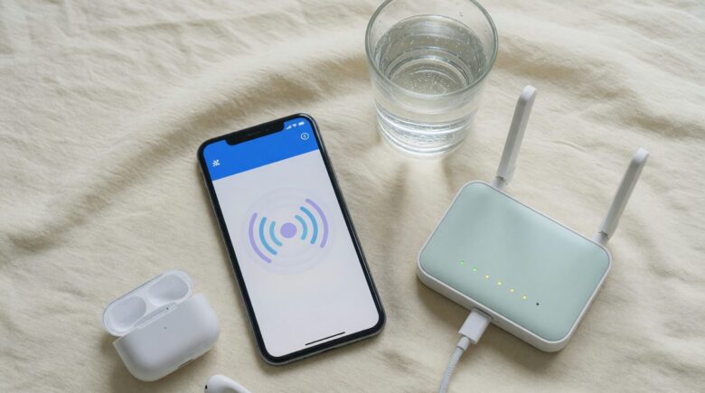 iPhone and pocket router side by side comparing size and portability