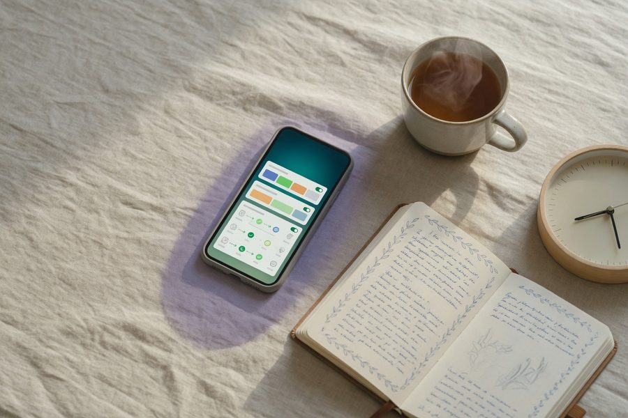 Phone displaying sleep wind-down automation settings side by side