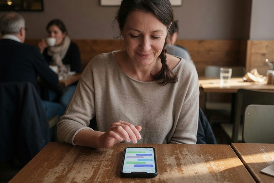 An empty nester couple discovering a local hiking group through an app.