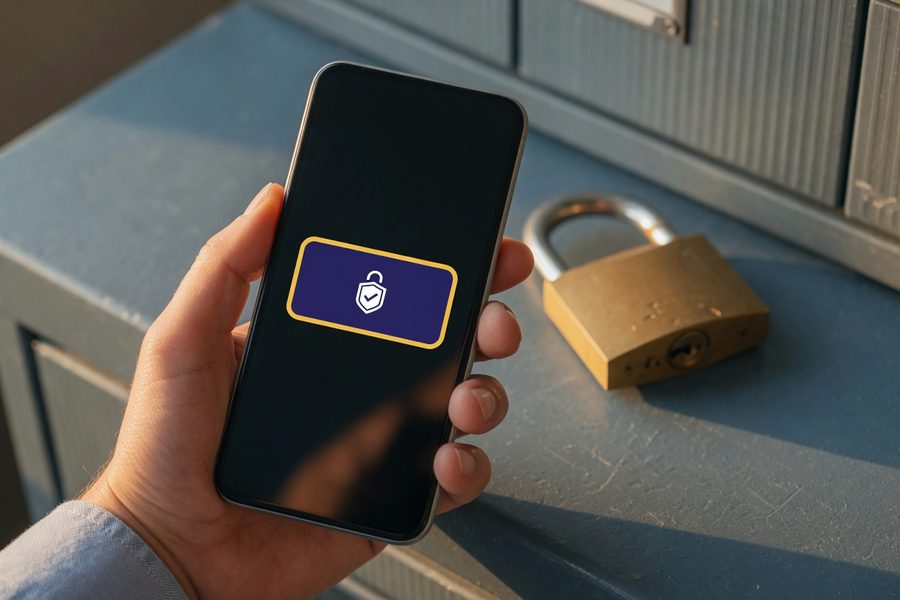 Smartphone screen comparing encryption indicators across three messaging apps