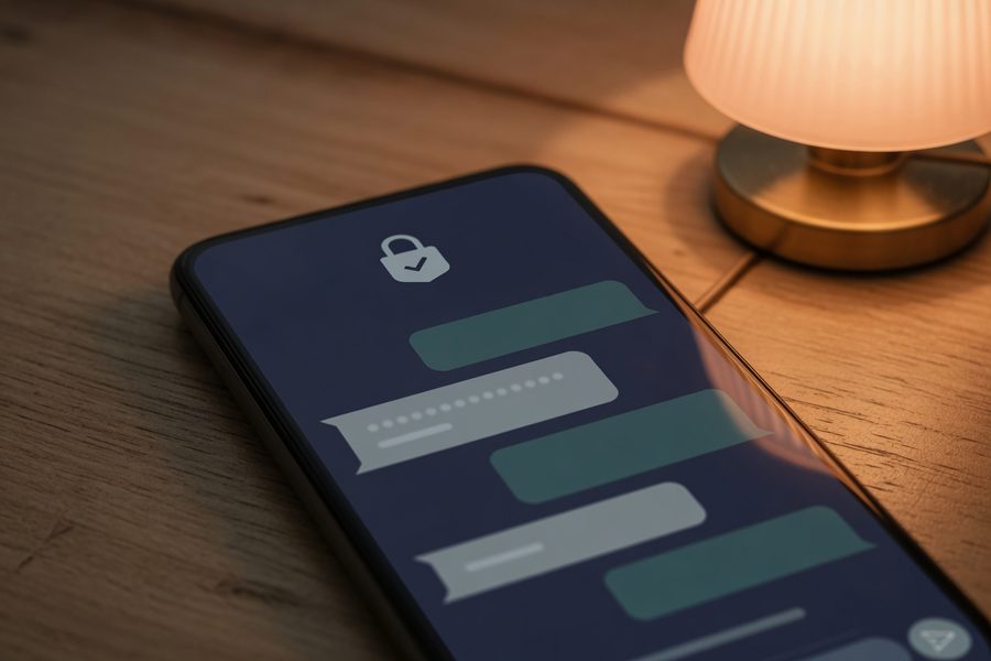 Settings menu showing E2EE verification steps on a smartphone