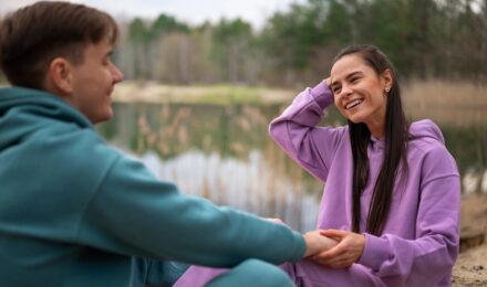 Person using messaging app on phone for mental health support