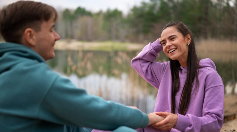 Person using messaging app on phone for mental health support