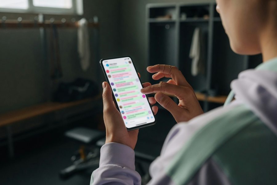 Coach overwhelmed by multiple chat threads on a phone