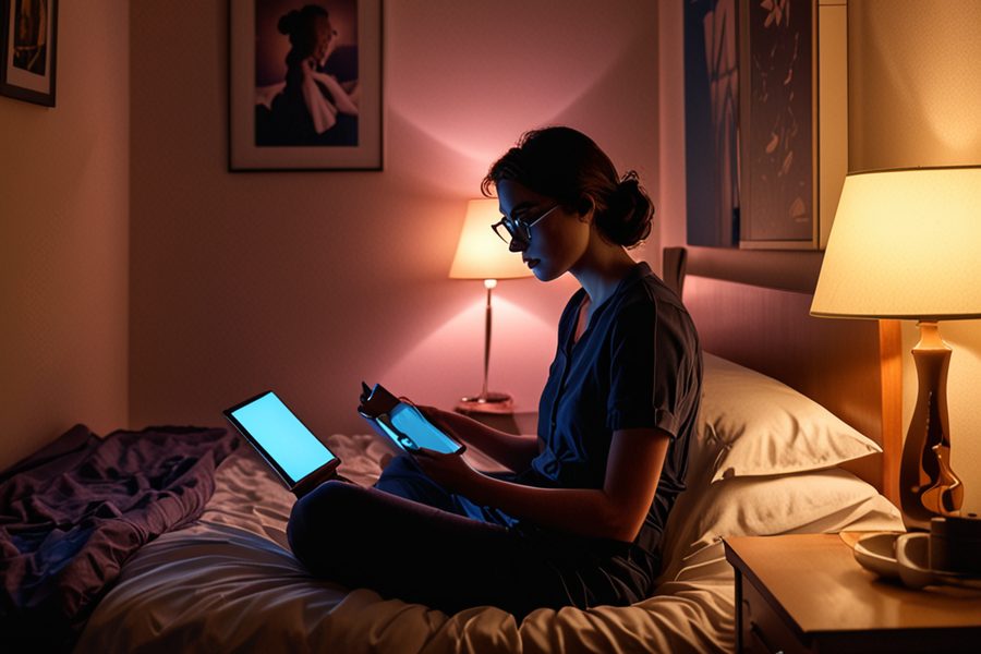 Image of a person checking their phone at 1 a.m.