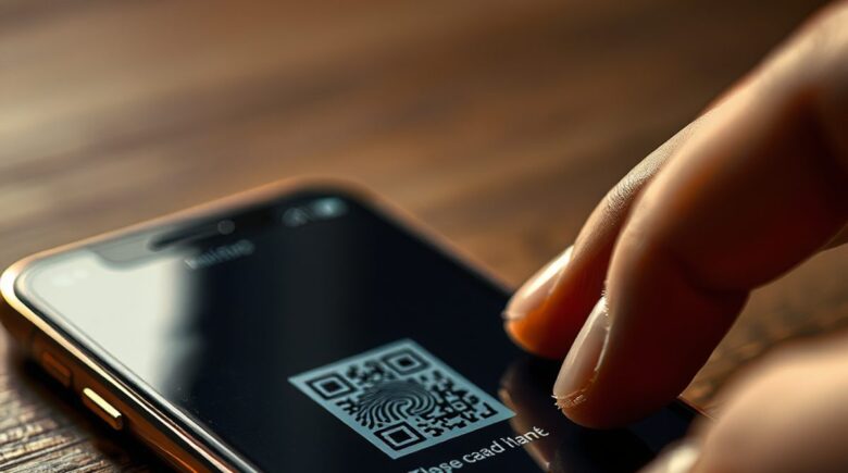 Smartphone displaying mobile payment app with NFC tap-to-pay icon