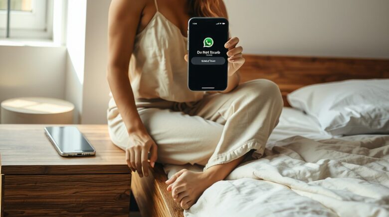 WhatsApp Do Not Disturb settings configured for nighttime hours on an iPhone screen